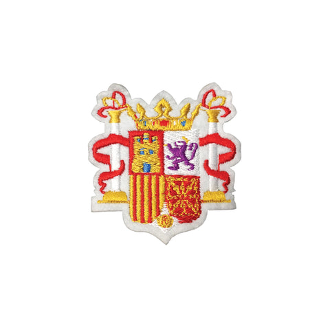 PC3868 - White Red Gold Emblem Flag (Iron On)