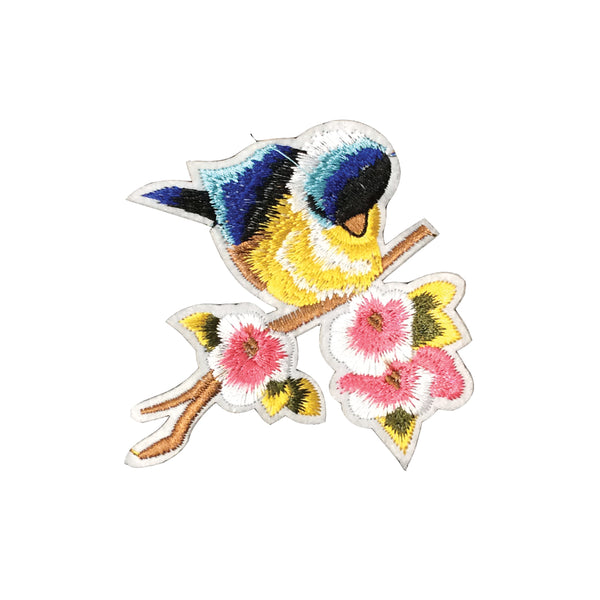 PC2265 - Blue Bird with Flower cherry Blossom (Iron On)