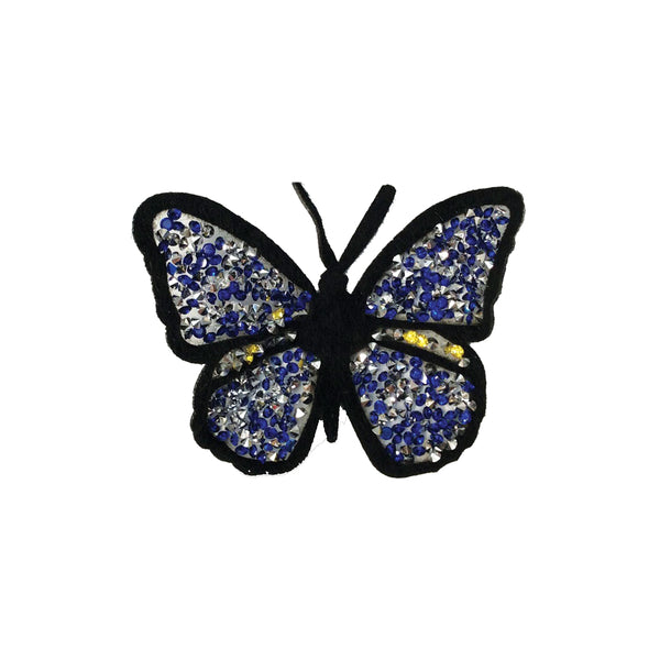 PC3231B - Silver Blue Stone Butterfly (Iron On)