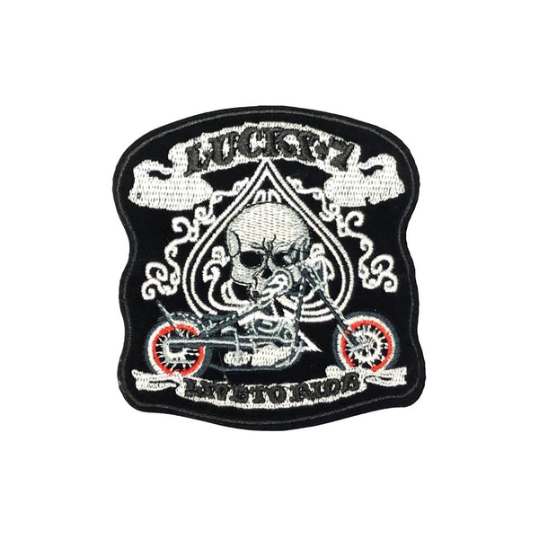 PC4189 - Lucky 7 Biker Skull Live To Ride (Iron On)