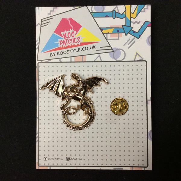 MP0013 - Gold Dragon Metal Pin Badge