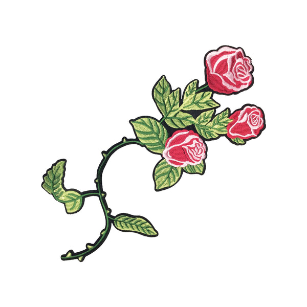 PC3562 - Pink Shaded Long Rose Flower (Iron On)