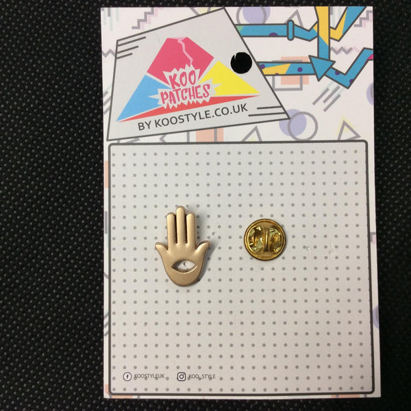 MP0187 - Gold Hamsa Indian Hand Metal Pin Badge
