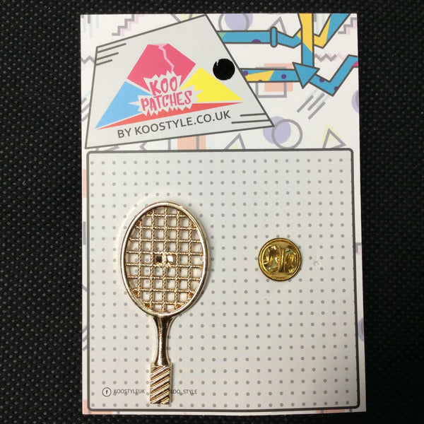 MP0008 - Gold Tennis Racket Metal Pin Badge