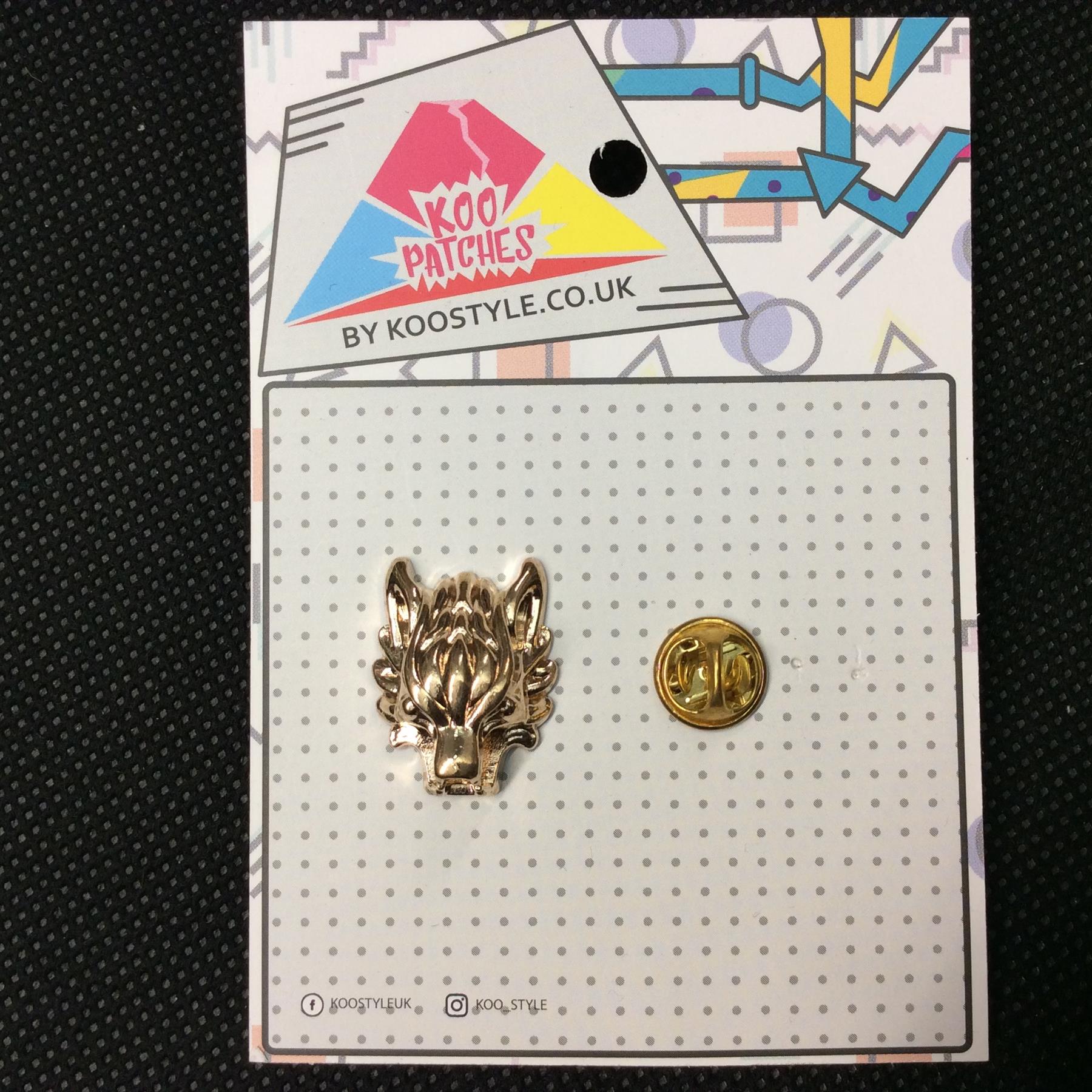 MP0023 - Gold Dragon TIger Metal Pin Badge | Koo Style UK