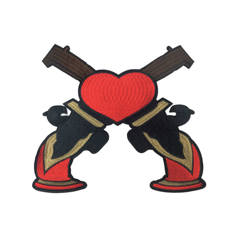PC3578 - Two Gun Duel Red Heart (Iron On)