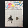 MP0248 - Silver Ballerina Stone Studded Dancer Metal Pin Badge