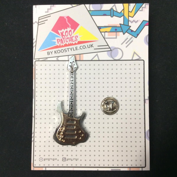 MP0245 - Silver Electric Musical Guitar Metal Pin Badge