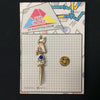 MP0144 - Gold Bird Blue Gem Stone Sword Metal Pin Badge