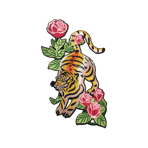 PC3570 - Tiger in Pink Flowers L (Iron On)