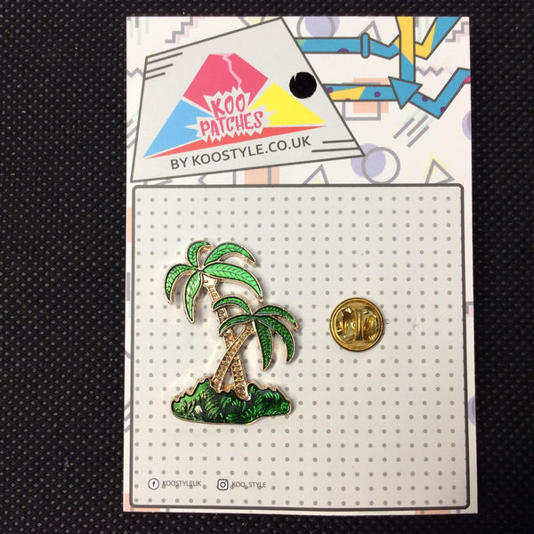 MP0090 - Golden Green Palm Trees Paradis Metal Pin Badge