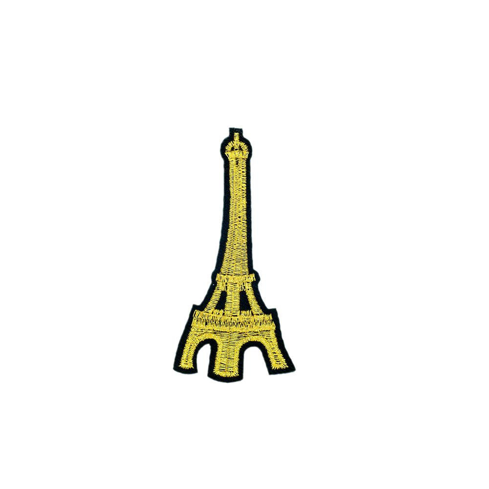 PC2639 - Golden Eiffel Tower (Iron On) Embroidery Applique Patch | Koo Style UK