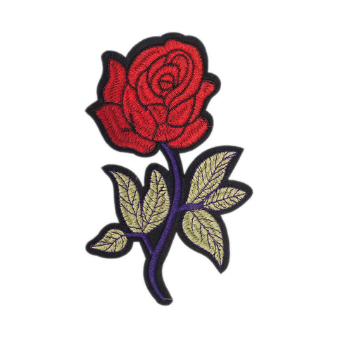 PC2458 - Blue branch Red Rose Flower (Iron On)