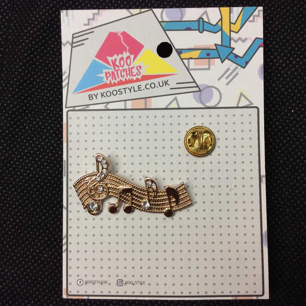 MP0024 - Musical Notes Colourful Gold Metal Pin Badge