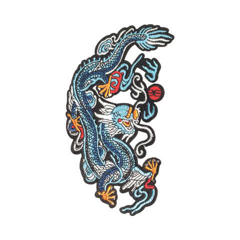 PC3466L - Blue Chinese Dragon L (Iron On)