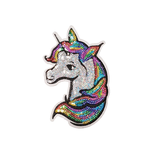 PC4181 - Silver Sequin Rainbow Hair Unicorn (Iron On)